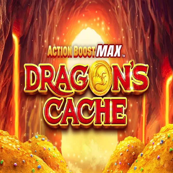 Action Boost Max Dragon's Cache slot icon by SpinPlay Games, available at SlotRave Casino