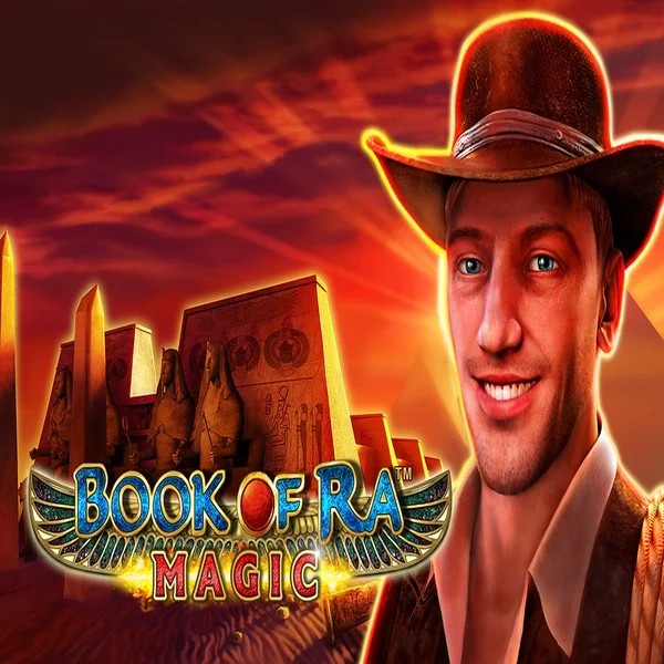 Book of Ra Magic online game logo by Greentube on slotravescasino.com