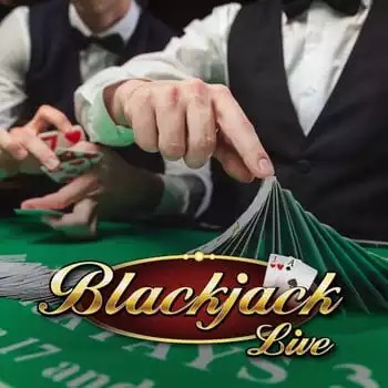 Live Blackjack online game logo by Evolution on slotravescasino.com